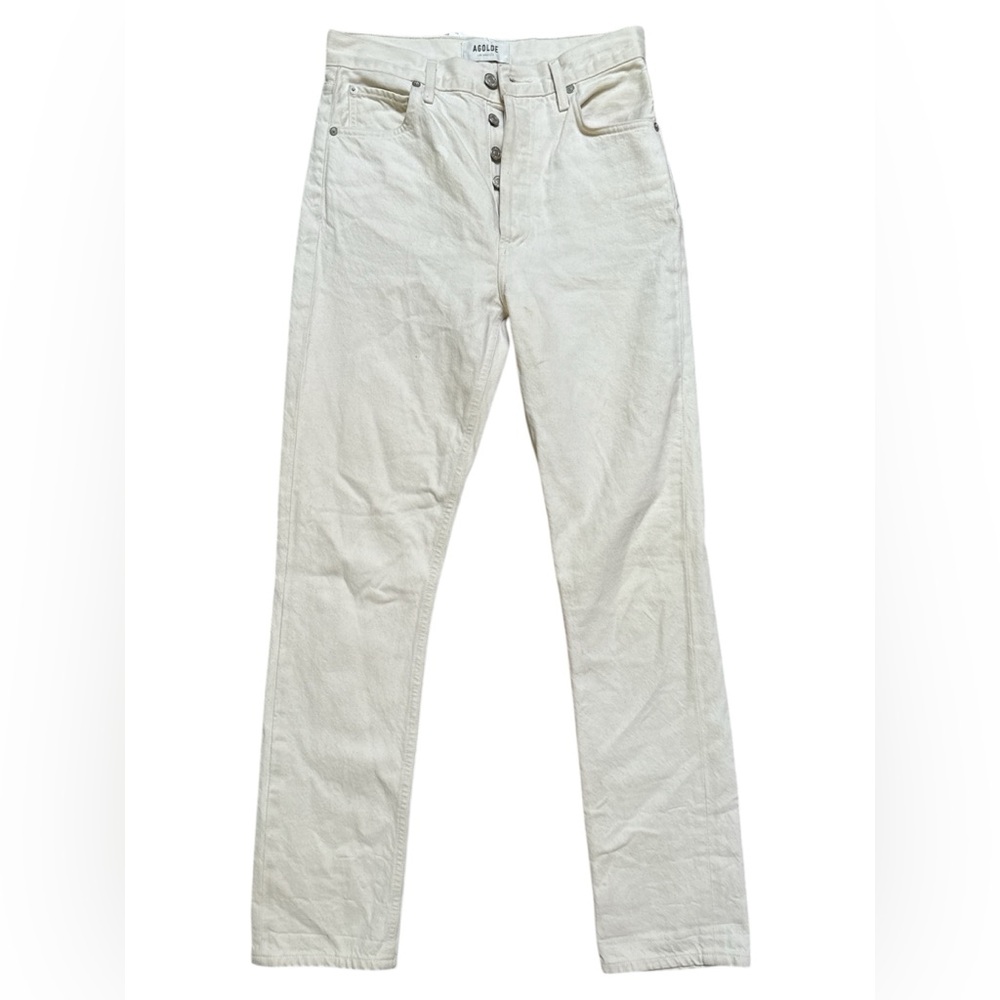 Agolde Cream Button-Fly Jeans